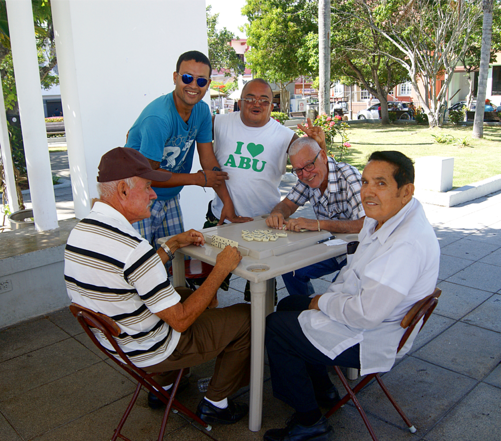 Puerto Ricans playing domino on the plaza