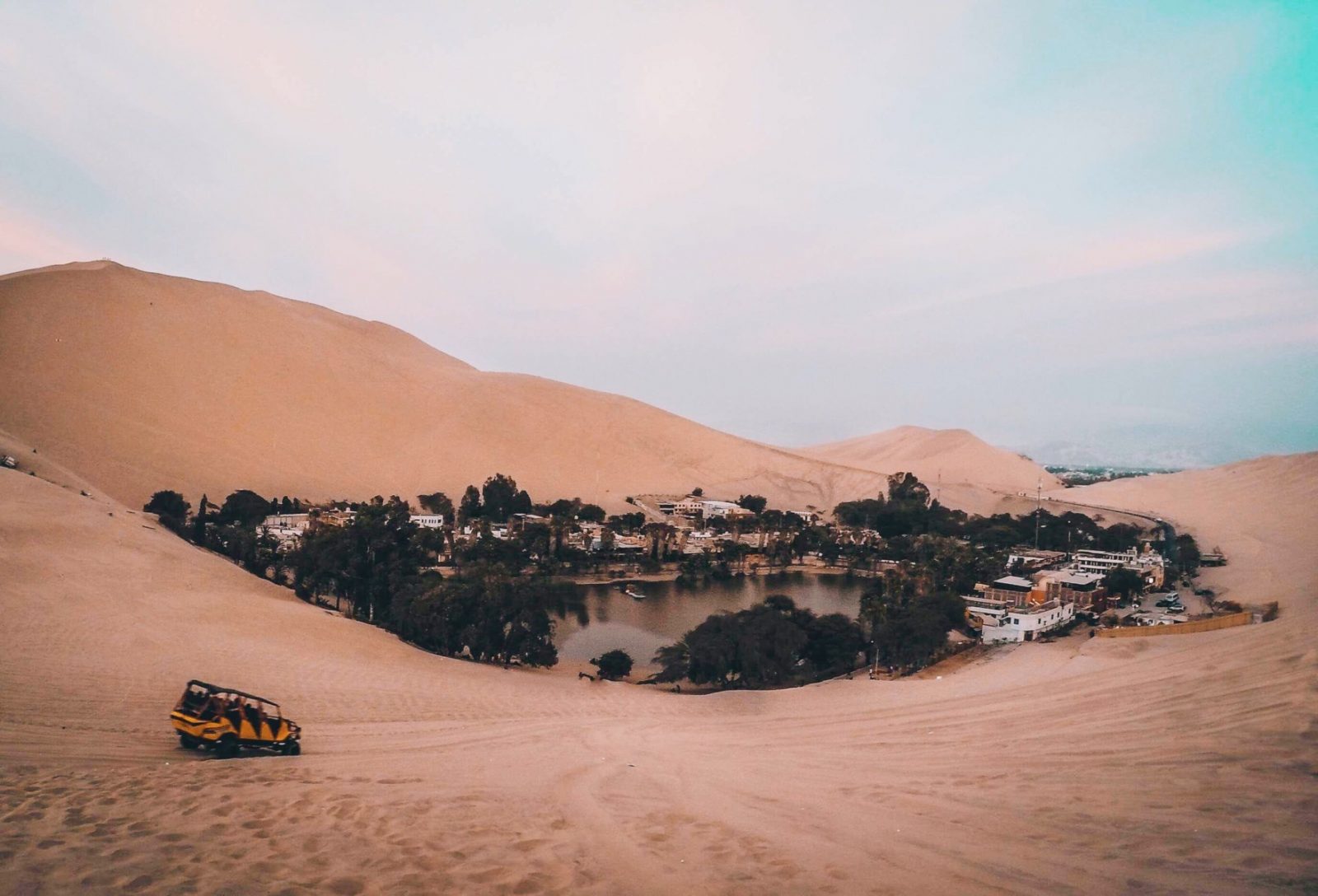 Sandboarding in the desert oasis of Peru