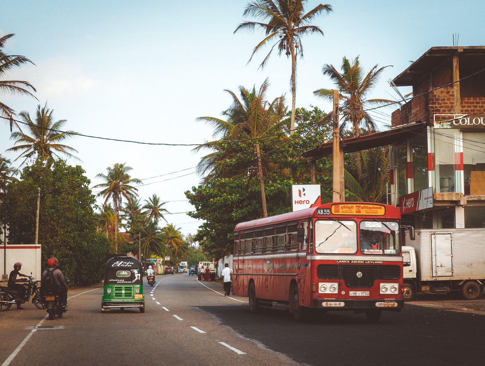 Colorful bus on the road in Sri Lanka