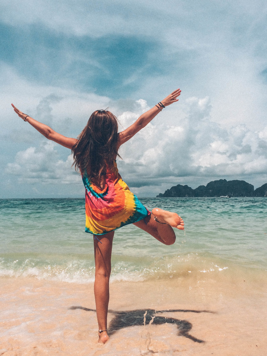 A happy girl on the Phi Phi island