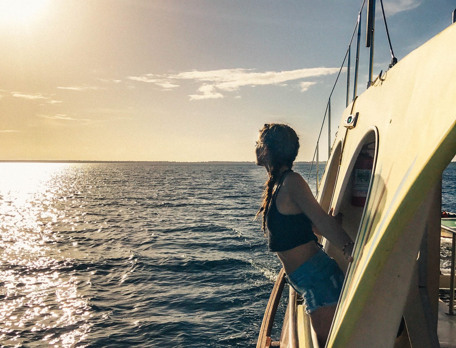 A girl on the catamaran in Panama