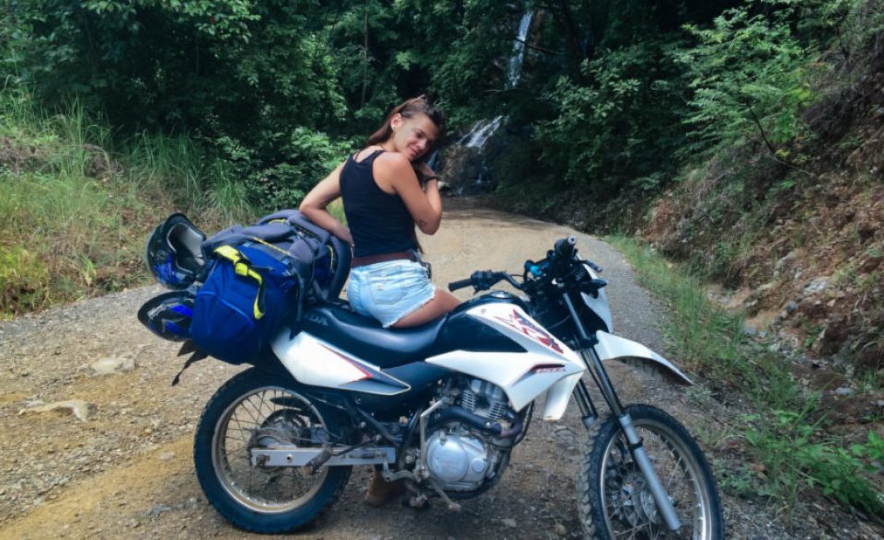 Girl sitting on motor