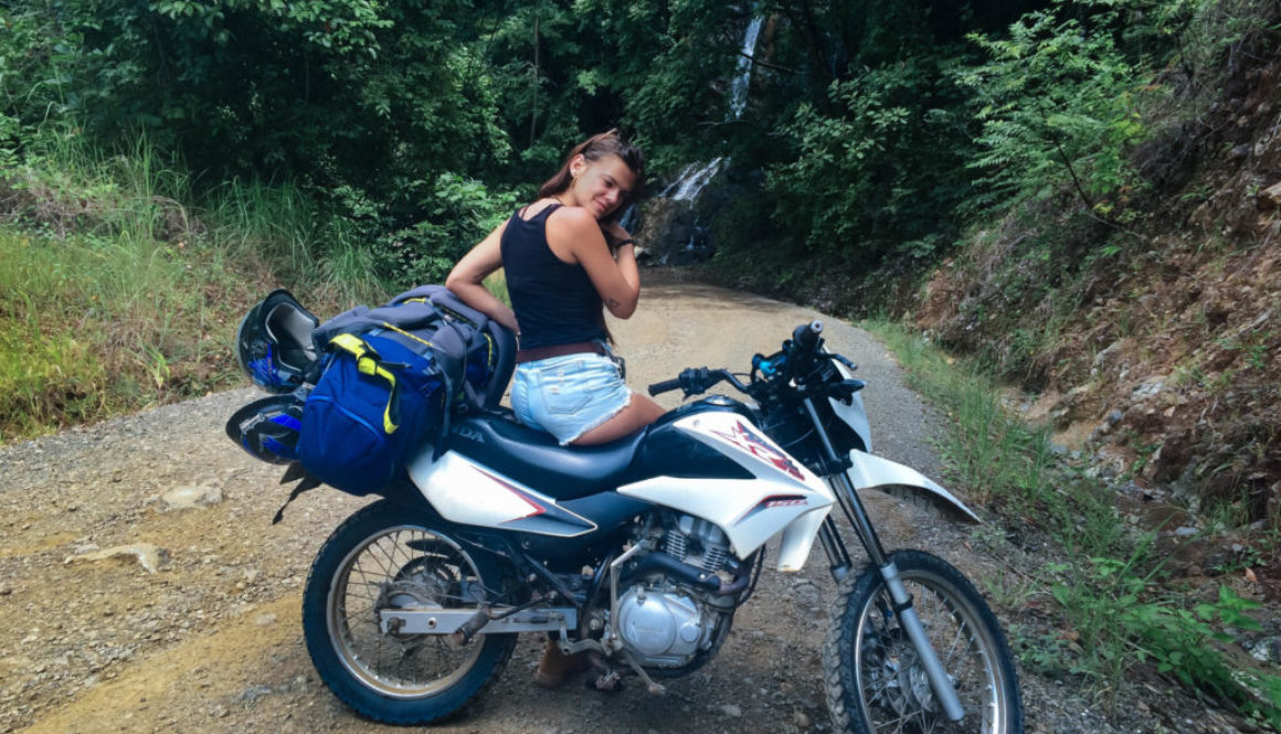 Girl sitting on motor