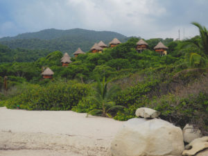 wooden bangalows in the Tayrona Natural National Park